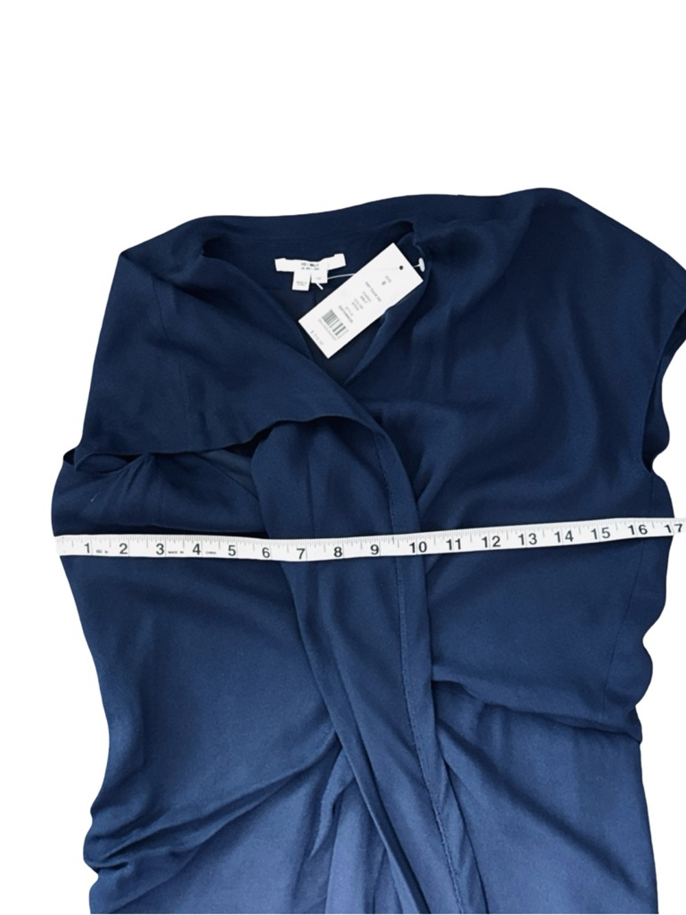 Helmut Lang Draped Tuck Dress Size 0 Navy Etch Minimalist NWT - Picture 6 of 7